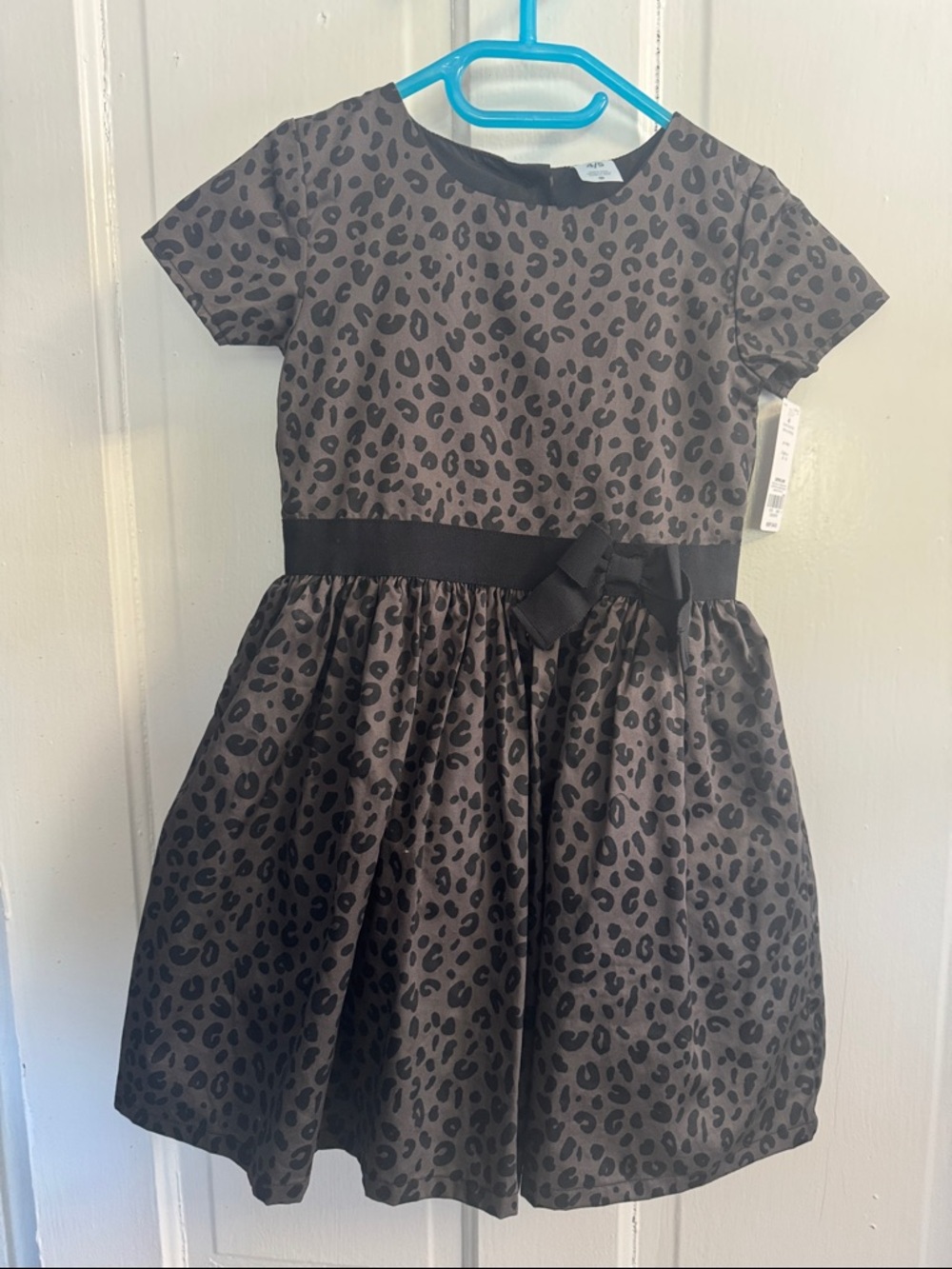 NWT-Carter's Black Leopard-Print Bow Waist Formal Dress